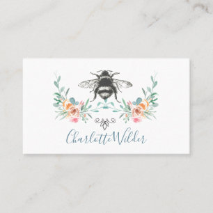 Script Signature Personalized Bee Floral  Calling Card