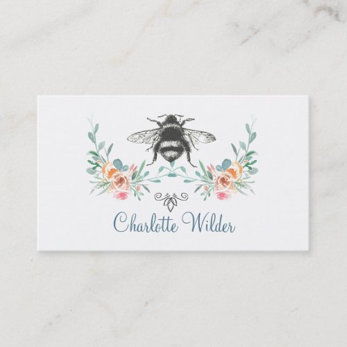 Script Signature Personalized Bee Floral  Calling Card