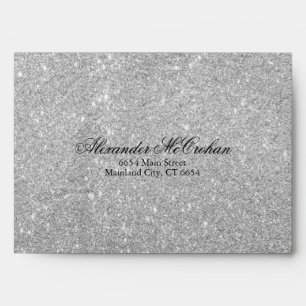 Script Silver Glitter Return Address Mailing Envelope