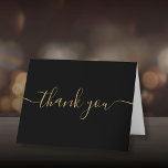 Script Simple Modern Elegant Black And Gold Thank You Card<br><div class="desc">Black and gold simple modern elegant script thank you card. You can personalize with your own thank you message on the reverse or if you would prefer to add your own handwritten message simply delete the text. A perfect way to say thank you! Designed by Thisisnotme©</div>