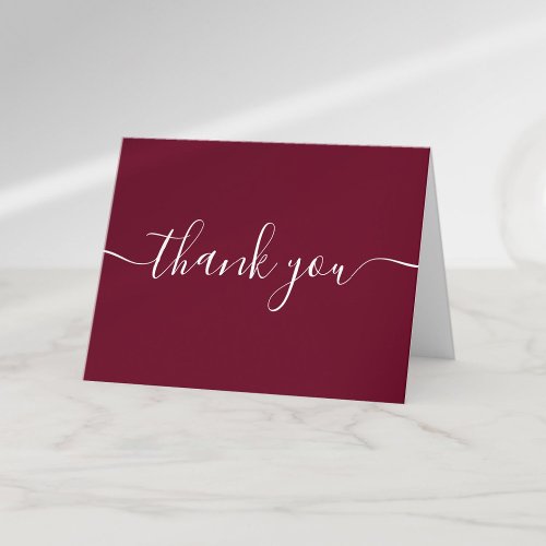 Script Simple Modern Elegant Burgundy Thank You Card