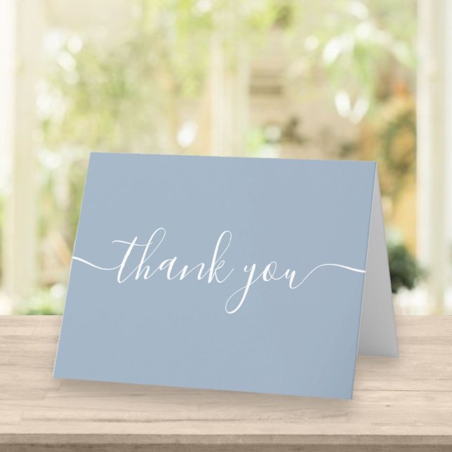 Script Simple Modern Elegant Dusty Blue Thank You Card (Creator Uploaded)