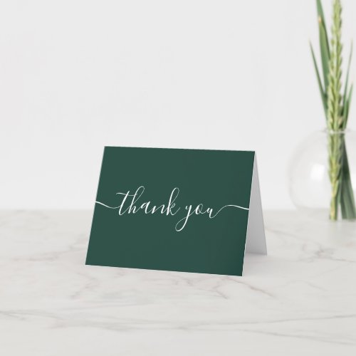 Script Simple Modern Elegant Emerald Green Thank You Card
