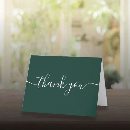 Script Simple Modern Elegant Emerald Green Thank You Card