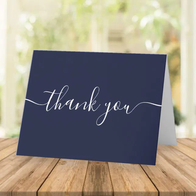 Script Simple Modern Elegant Navy Blue Thank You Card | Zazzle