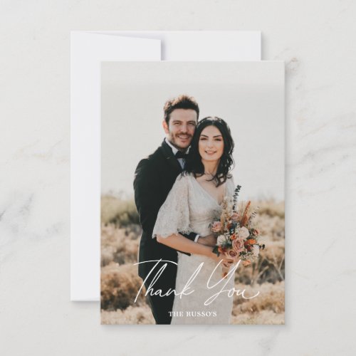 Script Simple Photo Wedding Thank You Card W Note