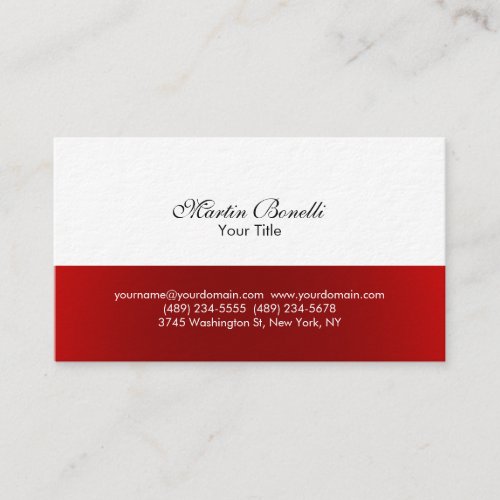 Script Simple Red White Consultant Business Card