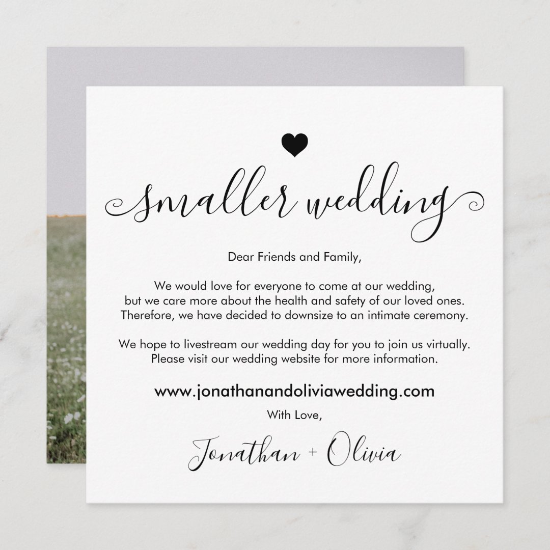 Script Smaller Wedding Downsize Photo Wedding Announcement Zazzle