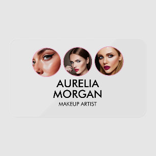 Script Social Icon QR Code Photo makeup Artist Clear Business Cards