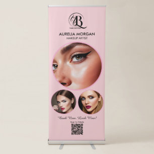 Script Social Icon QR Code Photo makeup Artist Retractable Banner