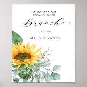 Script Sunflower Bridal Shower Brunch Welcome Poster