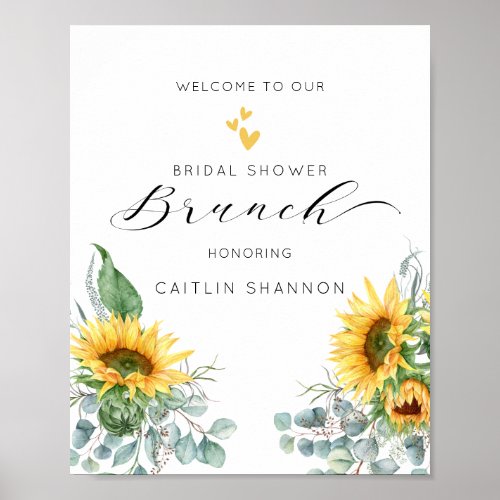 Script Sunflower Bridal Shower Welcome Sign