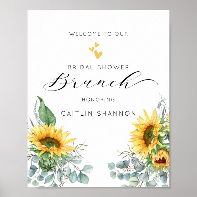 Script Sunflower Bridal Shower Welcome Sign (Front)
