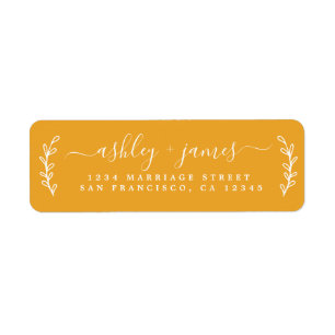 Script Sunflower Yellow Wedding Return Address Label