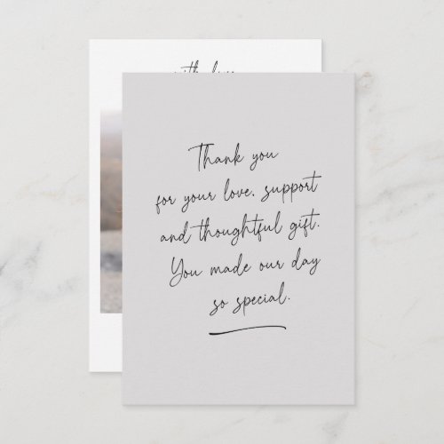 Script Swash Grey Thank You Message Photo Card