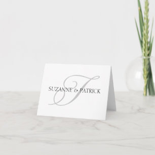 Script T Monogram Notecard (Silver / Black)