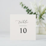 Script Table Number Wedding Reception Square Card<br><div class="desc">Our table number card sign features hand lettered script and classic typography for a minimal and elegant way to display the table numbers at your wedding or event.</div>