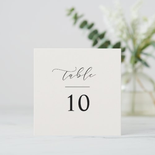 Script Table Number Wedding Reception Square Card 