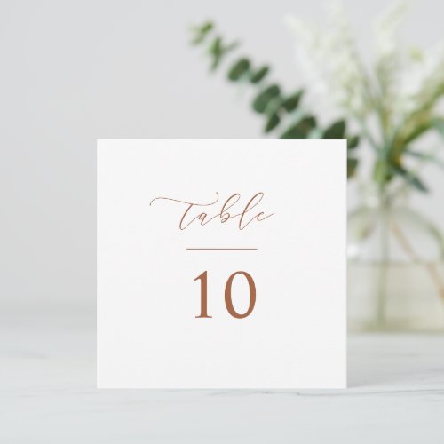 Script Table Number Wedding Reception Square Card 