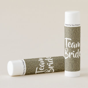 Script Team Bride Cute Gold Love Heart Glitter Lip Balm
