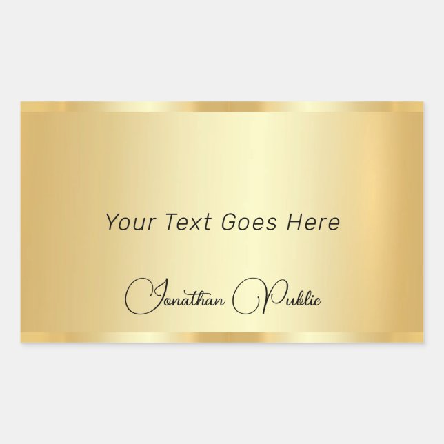Script Template Typography Elegant Gold Look Rectangular Sticker (Front)