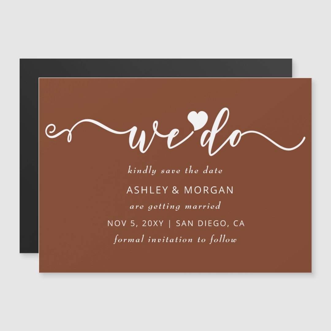Script Terracotta Heart We Do Save the Date Invitation Zazzle