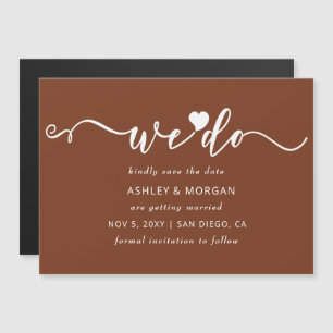 Script Terracotta Heart We Do Save the Date Magnetic Invitation