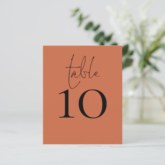 Script Terracotta Wedding Table Number (Standing Front)