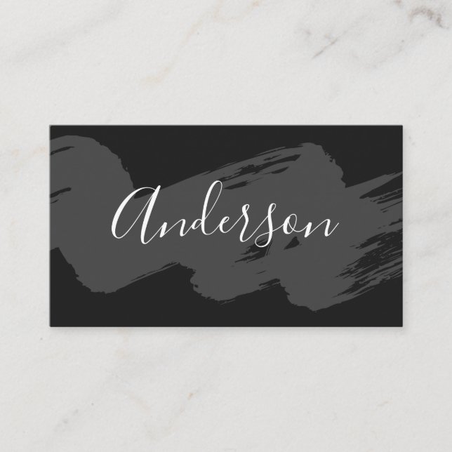 Script Text / Brushed (Gray) Business Card (Front)