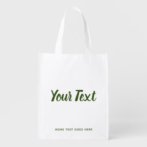 Script Text Elegant Forest Green Modern Custom Grocery Bag