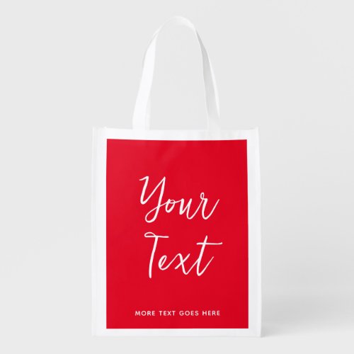 Script Text Elegant Red Modern Template Custom Grocery Bag