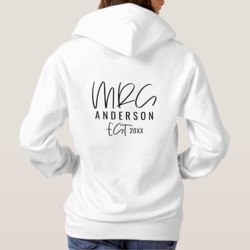 Script text mrs typography wedding gift hoodie