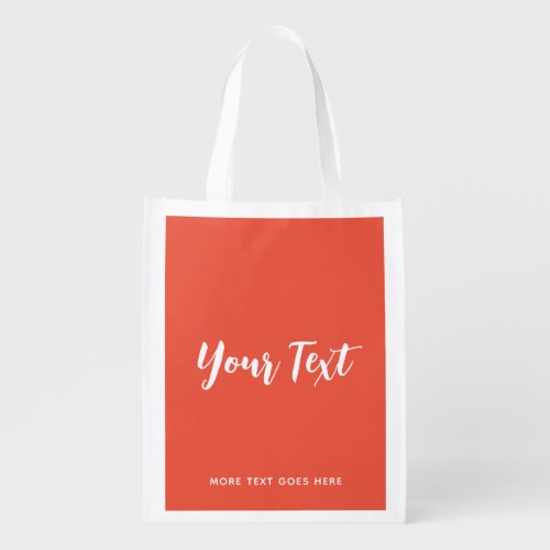 Script Text Orange Red Front Design Template Grocery Bag