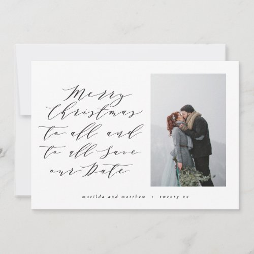 Script text photo Christmas save the date Holiday