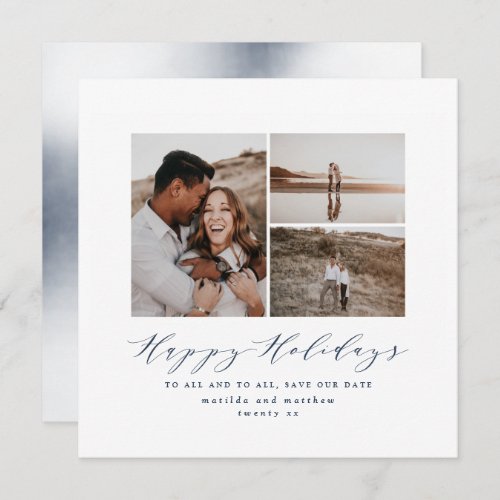 Script text photo Christmas save the date Holiday Card