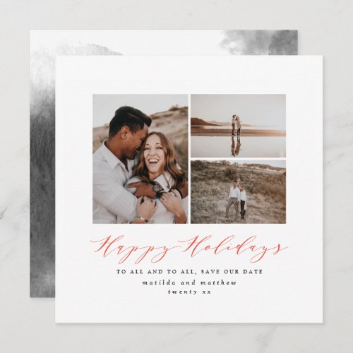 Script text photo Christmas save the date Holiday Card