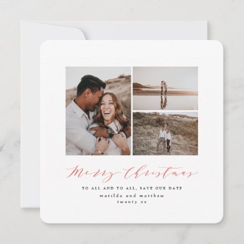 Script text photo Christmas save the date Holiday Card