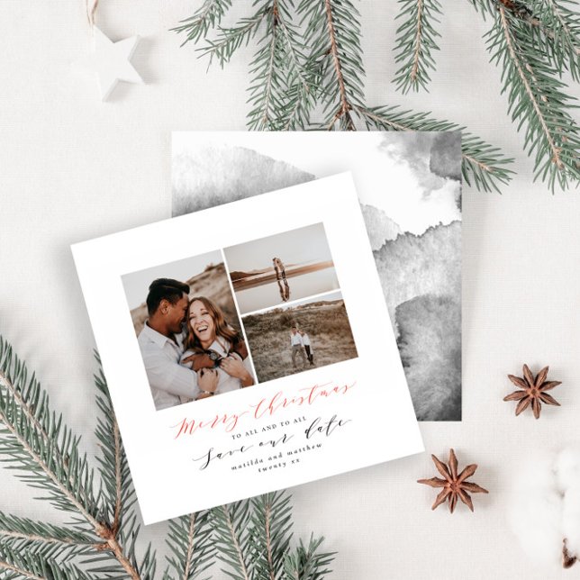 Script text photo Christmas save the date Holiday Card (Creator Uploaded)