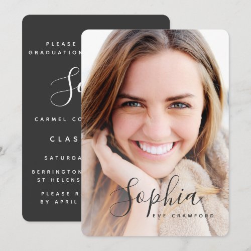 Script text photo graduation invitation