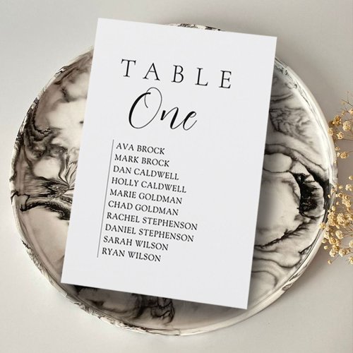 Script Text Table Number Seating Chart