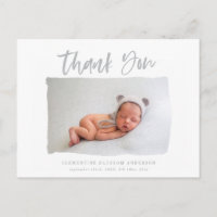 Script text thank you birth announcement postcard