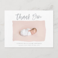 Script text thank you birth announcement postcard