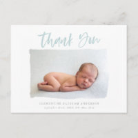 Script text thank you birth announcement postcard