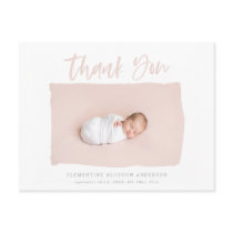 Script text thank you birth announcement postcard