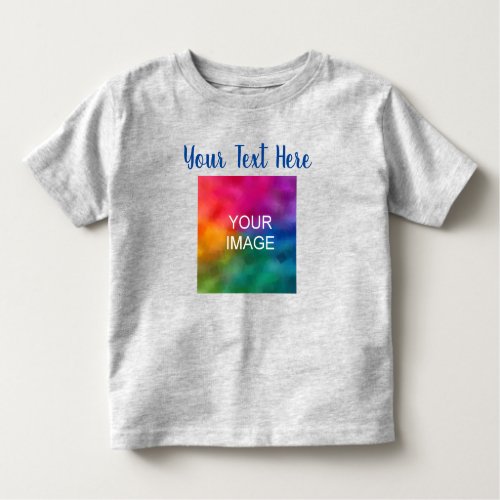 Script Text Upload Photo Grey Create Your Own Baby Toddler T_shirt