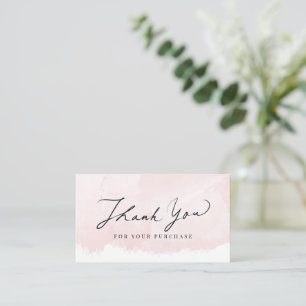 Script Thank You Blush Pink Watercolor Business Card