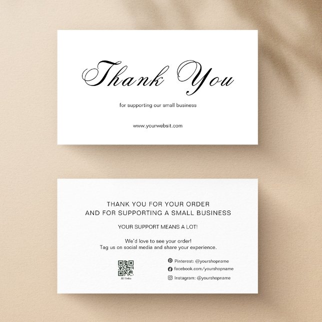 Script Thank You Card Social Media QR Small Busine (Creator Uploaded)