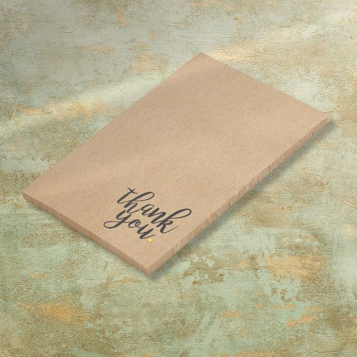 Script Thank You Gold Love Heart Rustic Kraft Post_it Notes