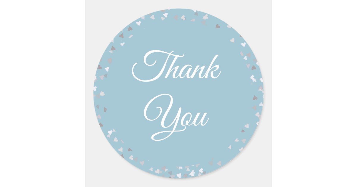 Script Thank You Love Hearts Confetti Classic Round Sticker | Zazzle