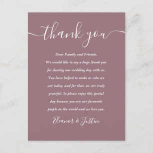 Script Thank You Mauve Wedding Place Card